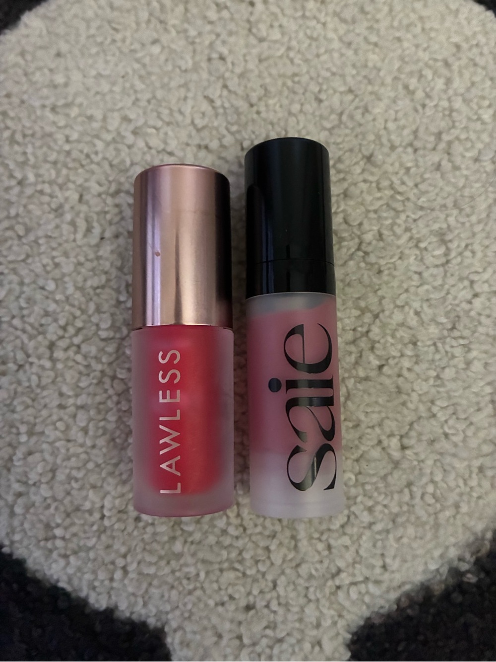 LAWLESS lip gloss and SAIE dew blush